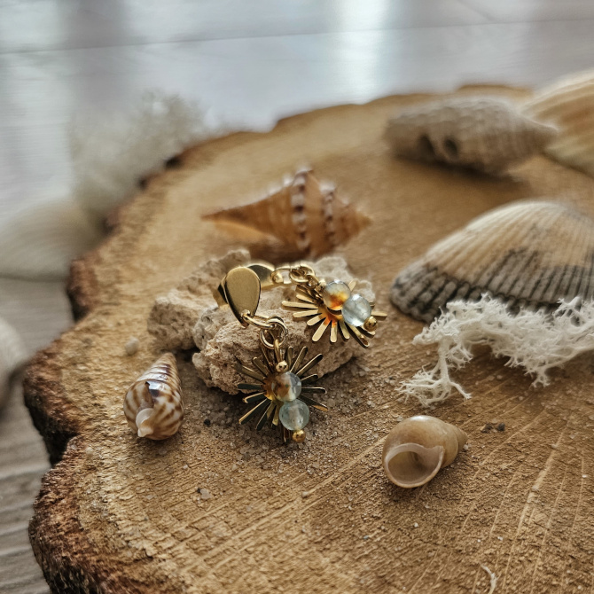 Kolczyki z agatem i zawieszką - Ocean Blue IV - obrazek 3