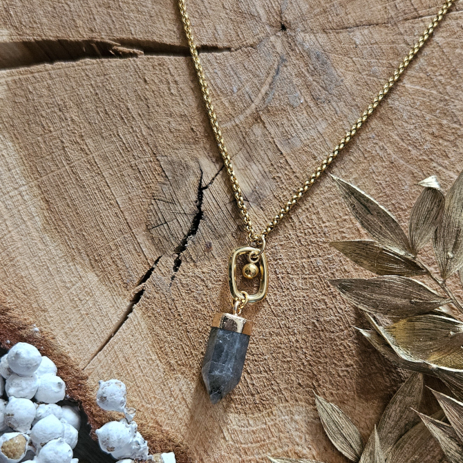 Naszyjnik z labradorytem i zawieszką - obrazek 5