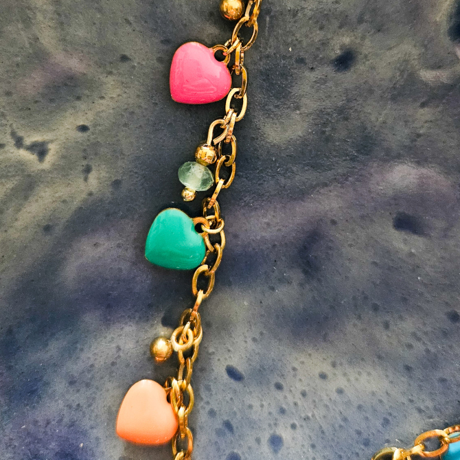 Naszyjnik z serduszkami i akwamarynem - obrazek 4